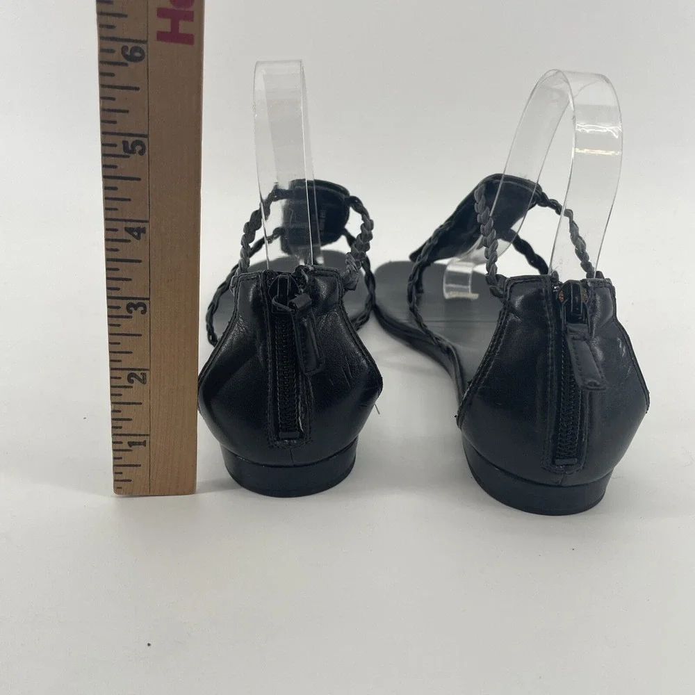 Cole Haan Thong Sandal Women's 7.5 B Black‎ Abbe Woven Braided Artsy Boho